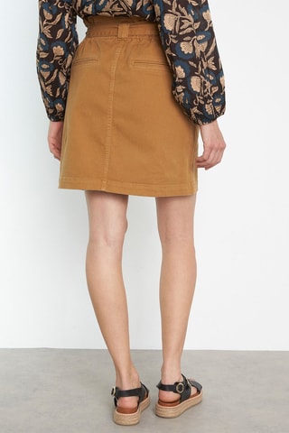 Falda recta vaquera de talle alto - Mostaza