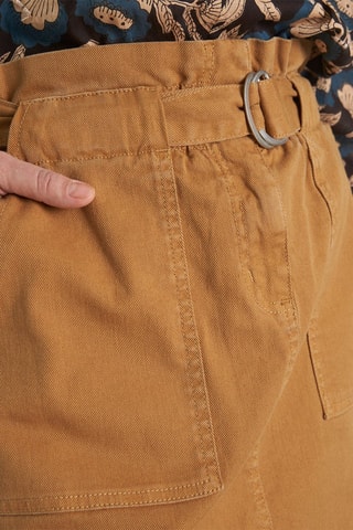 Falda recta vaquera de talle alto - Mostaza