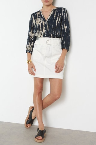 Falda recta vaquera de talle alto - Blanco