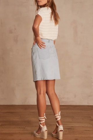 Falda recta vaquera de talle alto - Verde esmeralda