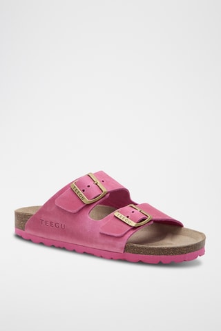 Mules em couro - Fúcsia