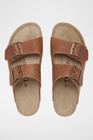 Mules em couro - Castanho