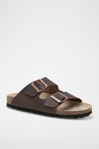 Mules em couro - Castanho