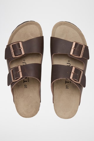 Mules em couro - Castanho