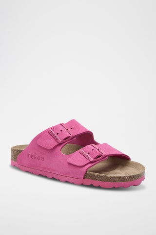 Mules em couro - Fúcsia