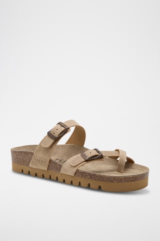 Sandálias em couro - Bege