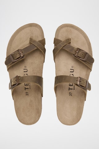 Sandálias em couro - Caqui