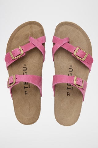 Sandálias em couro - Fúcsia