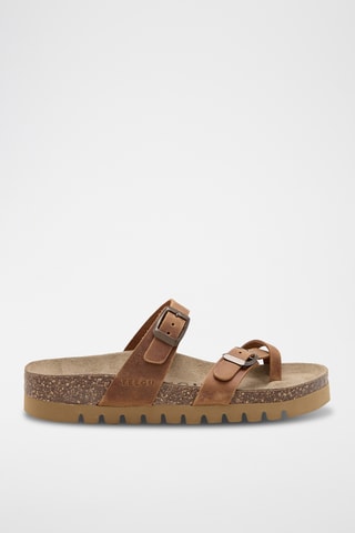 Sandálias em couro - Castanho