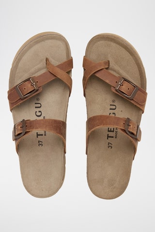 Sandálias em couro - Castanho