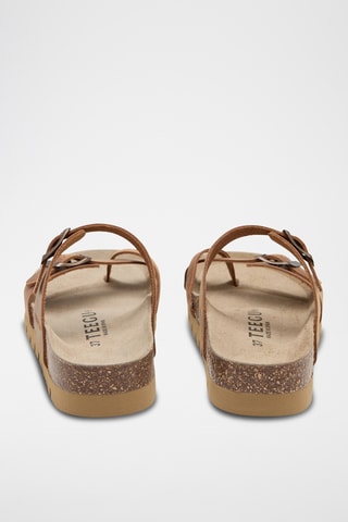 Sandálias em couro - Castanho