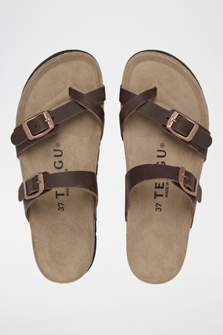 Sandálias em couro - Castanho