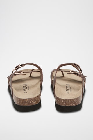 Sandálias em couro - Castanho