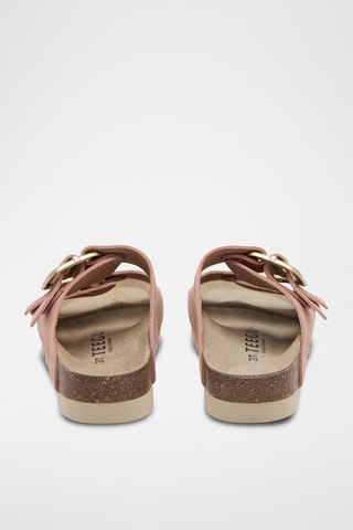 Mules com plataforma em couro - Rosa