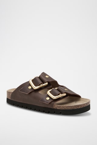 Mules em couro - Castanho