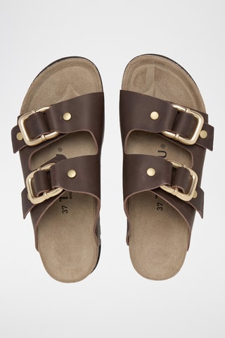 Mules em couro - Castanho