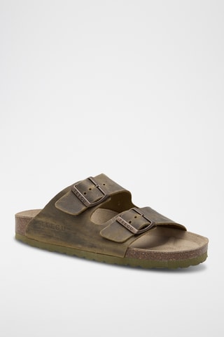 Mules em couro - Caqui