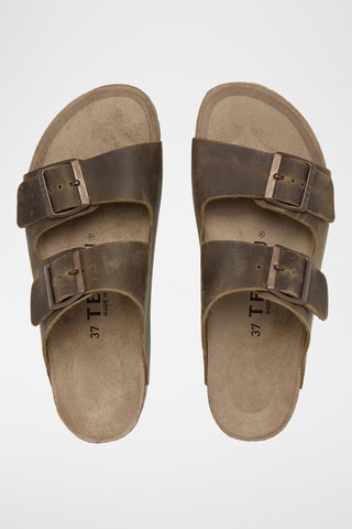 Mules em couro - Caqui