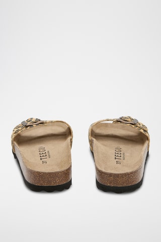 Mules com cunha - Bege e preto