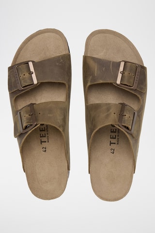 Mules em couro - Caqui