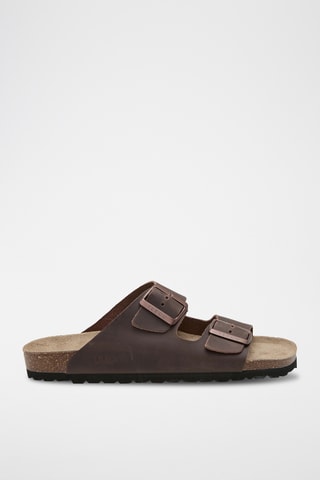 Mules em couro - Castanho