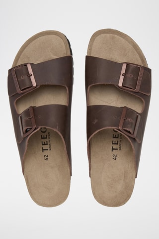 Mules em couro - Castanho