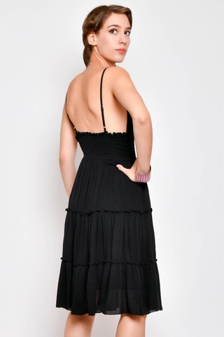 Vestido com folhos Preto - Preto