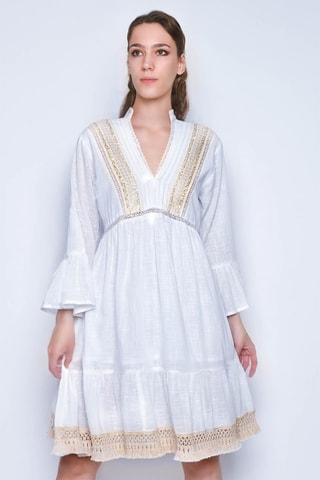 Robe patineuse - Beige et blanc