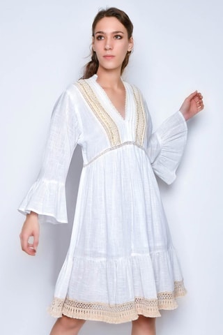 Robe patineuse - Beige et blanc