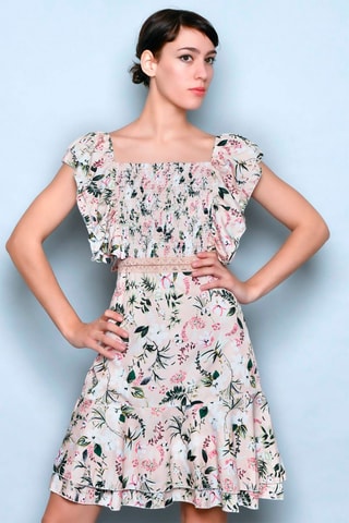 Vestido estilo patinadora Rosa-claro - Branco, preto, verde e rosa