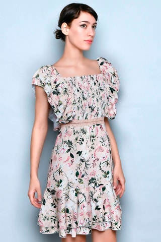 Vestido estilo patinadora Rosa-claro - Branco, preto, verde e rosa