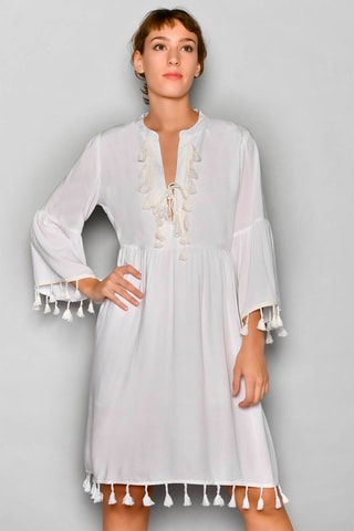 Vestido trapézio Branco - Branco