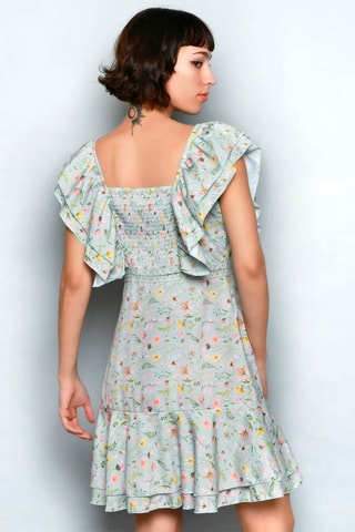 Vestido estilo patinadora Azul-claro - Azul, verde, amarelo e rosa