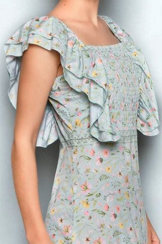 Vestido estilo patinadora Azul-claro - Azul, verde, amarelo e rosa