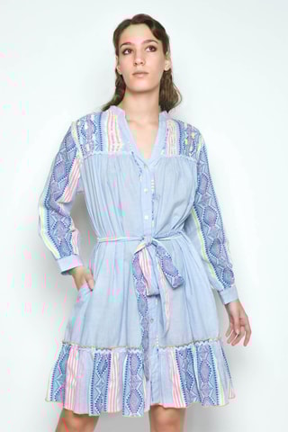 Vestido-camisa - Azul - Azul