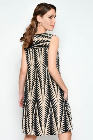 Vestido trapézio - Preto - Preto e bege