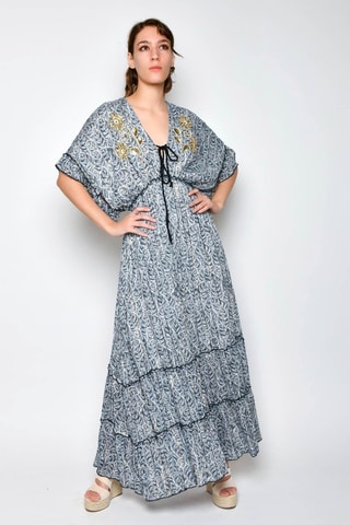 Vestido comprido - Cinzento - Cinzento