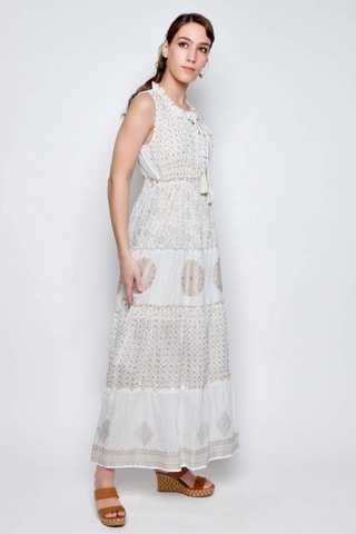 Vestido comprido - Bege - 