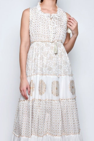 Vestido comprido - Bege - 