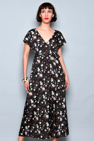 Vestido comprido Preto e castanho - Preto e castanho