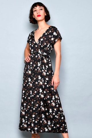 Vestido comprido Preto e castanho - Preto e castanho