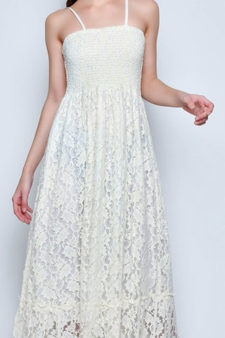 Vestido comprido - Bege - 