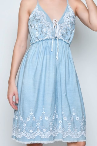 Vestido curto sem mangas - Azul - 