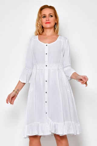 Vestido com folhos 
Branco - 