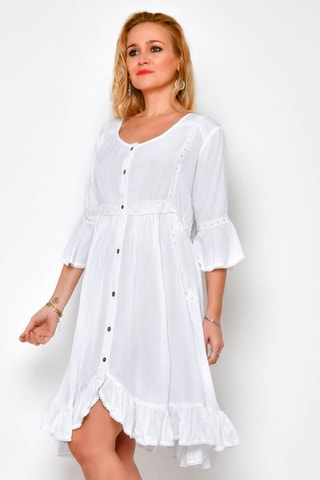 Vestido com folhos 
Branco - 