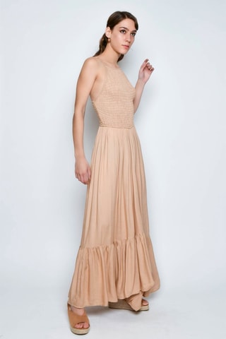 Vestido comprido sem mangas - Bege - 