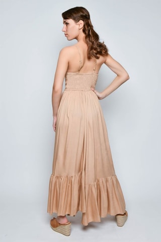 Vestido comprido sem mangas - Bege - 