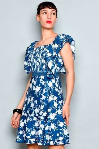 Vestido estilo patinadora Azul-marinho - Branco e azul