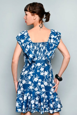 Vestido estilo patinadora Azul-marinho - Branco e azul