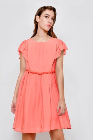 Vestido com folhos 
Laranja - 